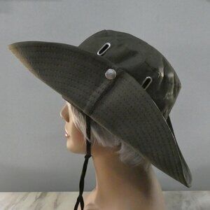 NiB Fun Sun Protection! Unisex Wide Brim Safari Style Sun/Fishing Hat Army Green
